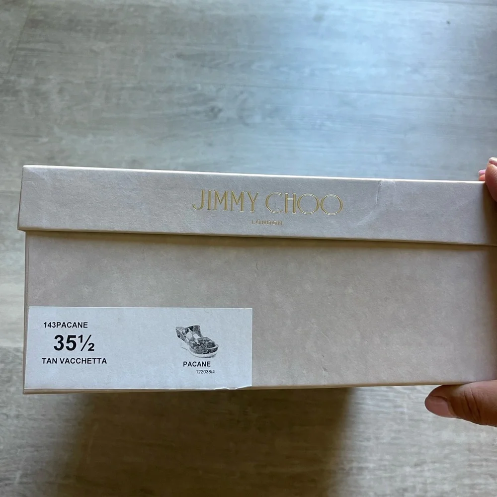 Jimmy Choo Pacane Tan Vacchetta Wedges size 35.5 - Picture 9 of 9